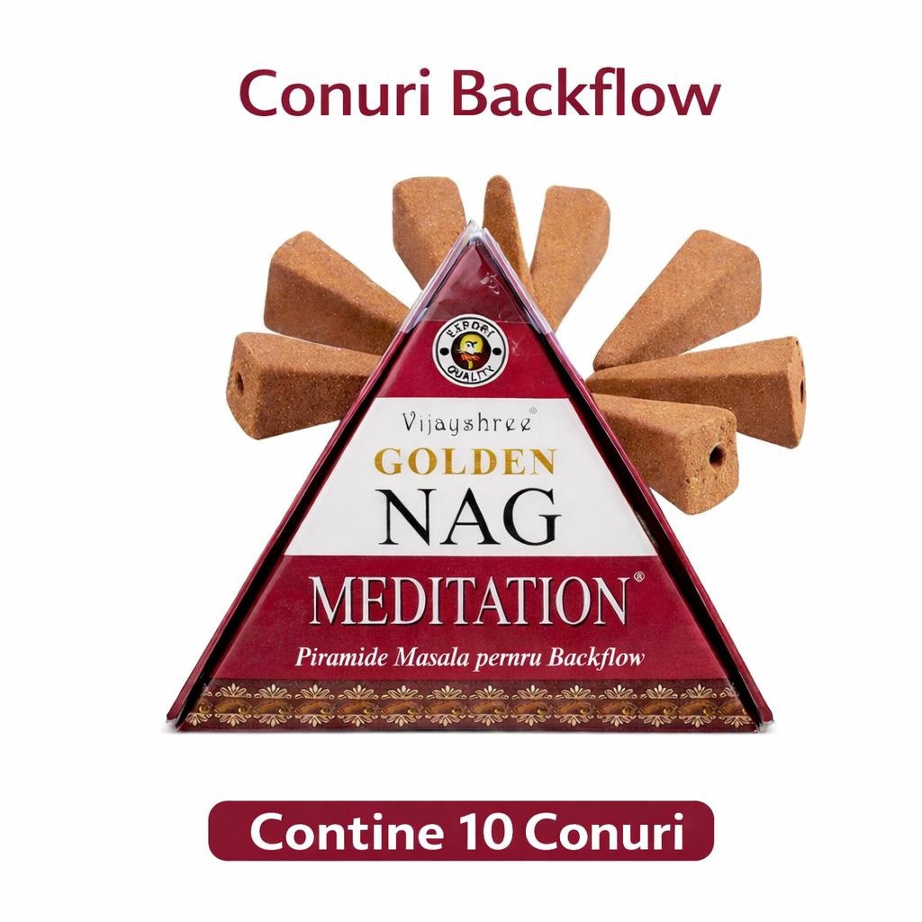 Conuri Parfumate Backflow Golden Nag Meditation - Piramida Sacra pentru Liniste si Claritate