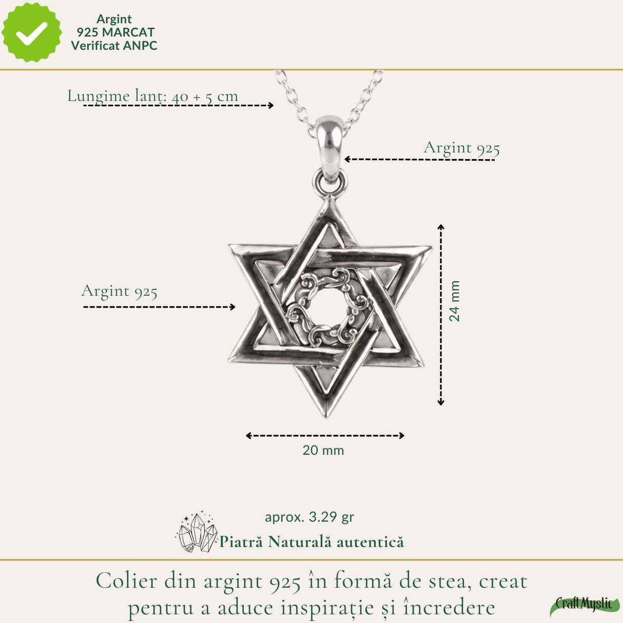 Colier Merkaba din Argint 925 – Protectie Spirituala si Echilibru Energetic