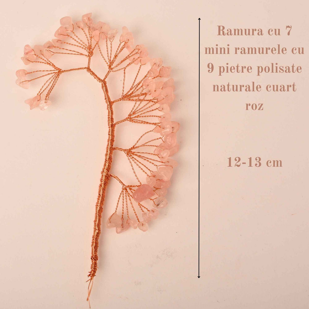 Ramura pentru creare copaci cu cristale semipretioase Mixte cu 7 mini ramuri fiecare cu 9 pietre polisate - Pentru proiecte DIY, decor, Feng Shui