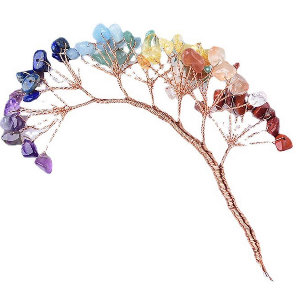 Ramura pentru creare copaci cu cristale semipretioase Mixte cu 7 mini ramuri fiecare cu 9 pietre polisate - Pentru proiecte DIY, decor, Feng Shui