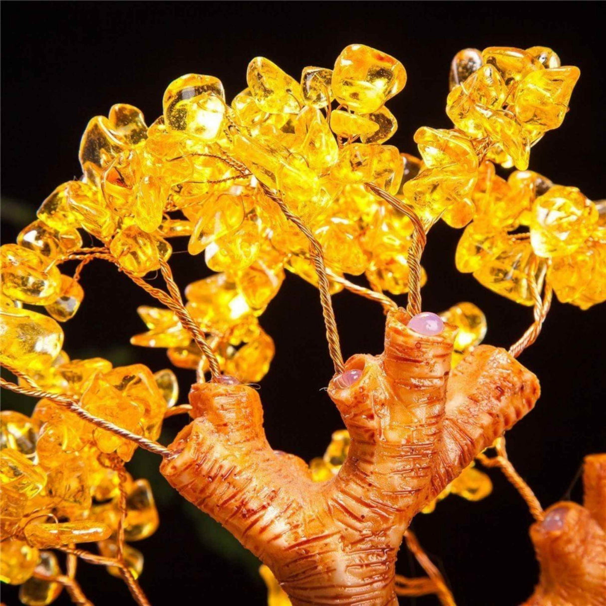 Bonsai cu cristale naturale citrin, supranumit \\"copacul banilor\\" - Copacelul cu inaltimea de 25 cm reprezinta cadoul perfect pentru prosperitate, succes, energie pozitiva