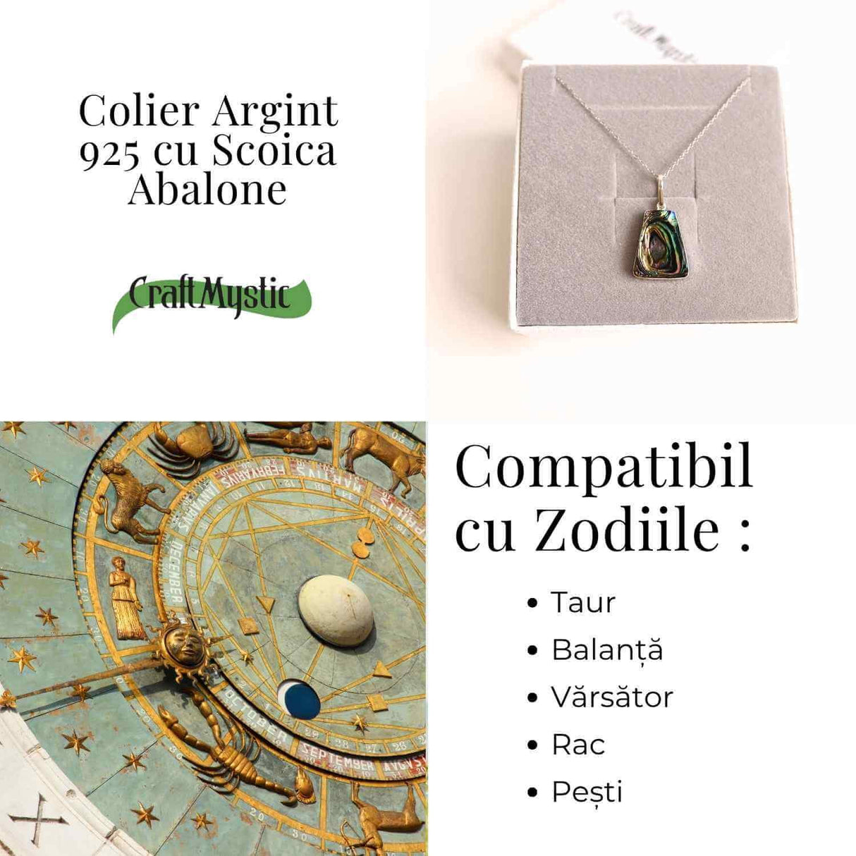 Echilibru si Stralucire Naturala - Colier Trapez cu Scoica Abalone si Argint 925