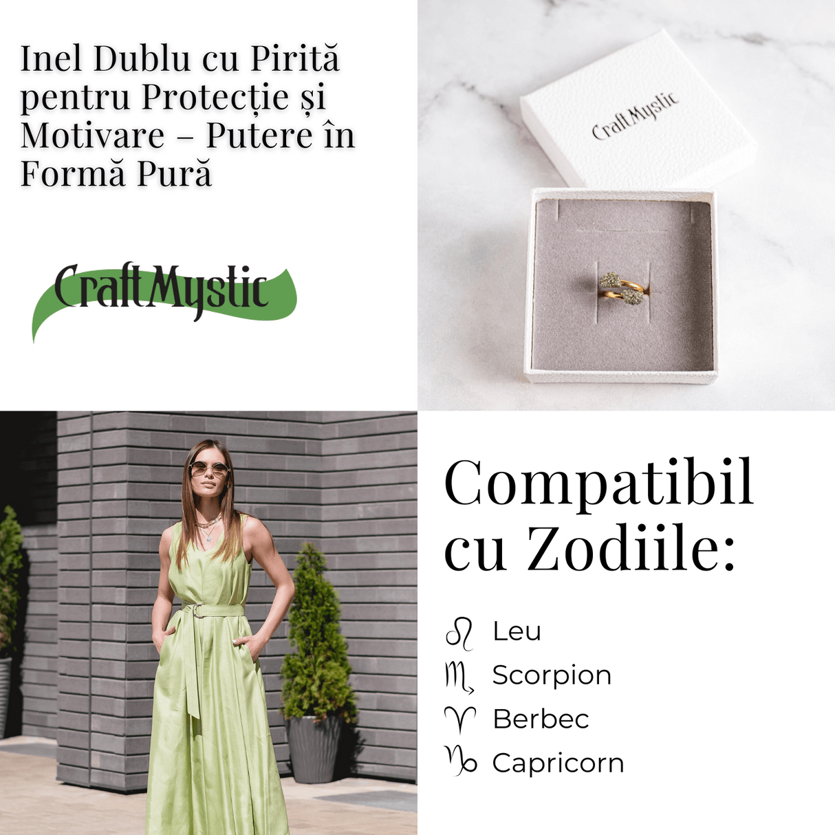 Putere in forma pura - Inel dublu cu pirita pentru protectie si motivare