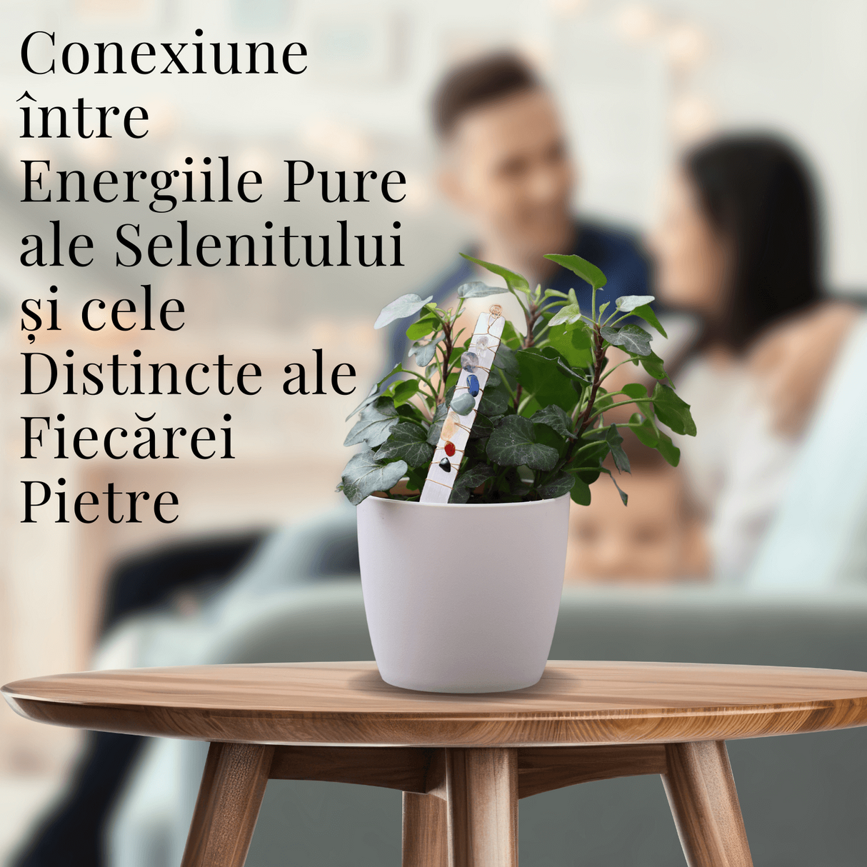 Bagheta din Selenit Brut cu Pietre pentru Cele 7 Chakre, Invelita in Sarma de Cupru, pentru Yoga, Meditatie, Echilibru Spiritual
