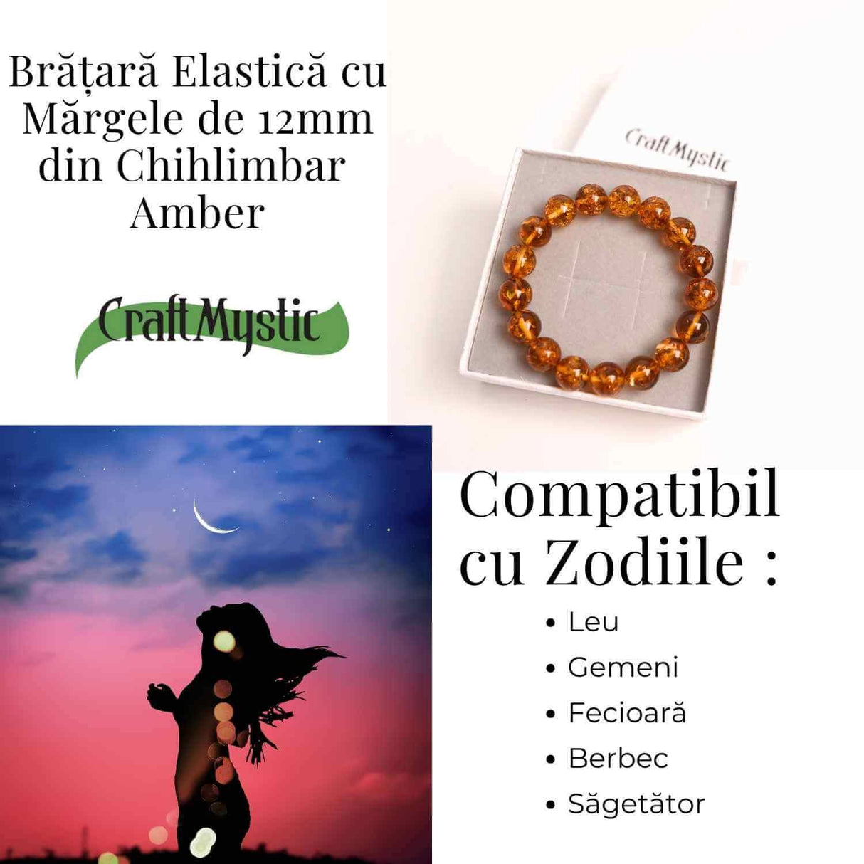 Bratara elastica 12 mm Chihlimbar Amber - Energie si protectie naturala