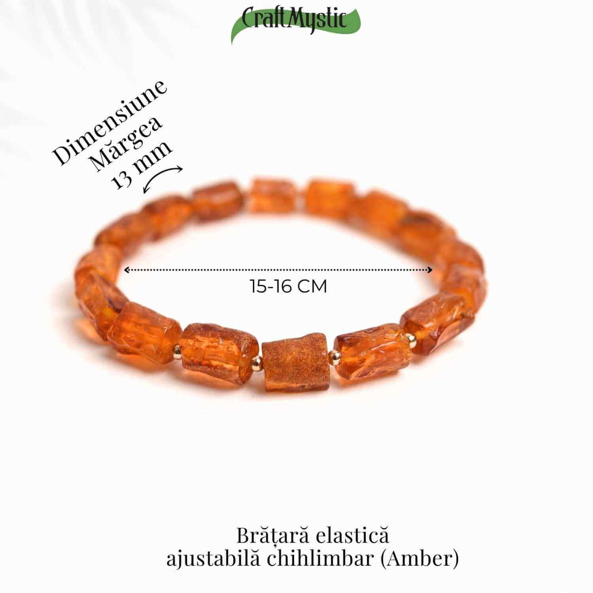 Bratara cu margele ovale 13mm de chihlimbar - Protectie si energie