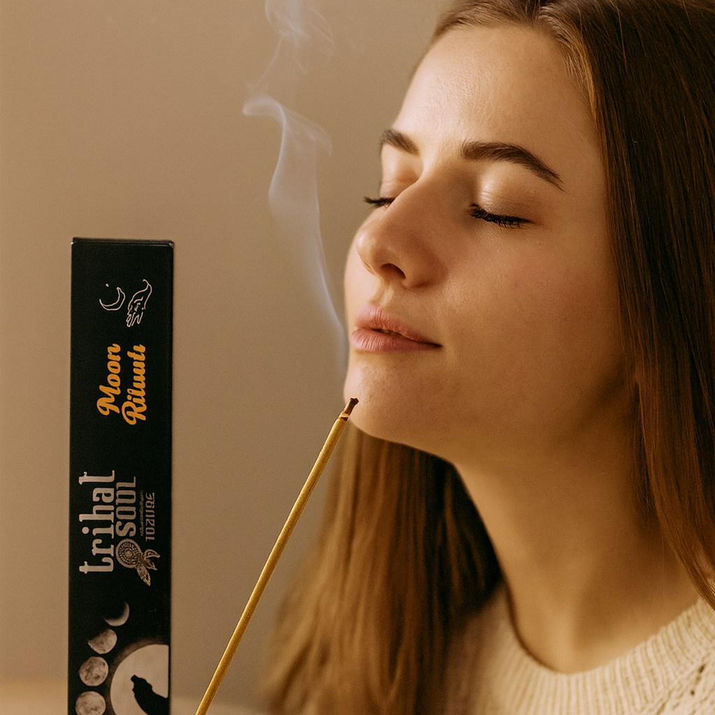 Betisoare parfumate Moon Ritual Tribal Soul + suport ceramic - setare intentii si echilibru lunar