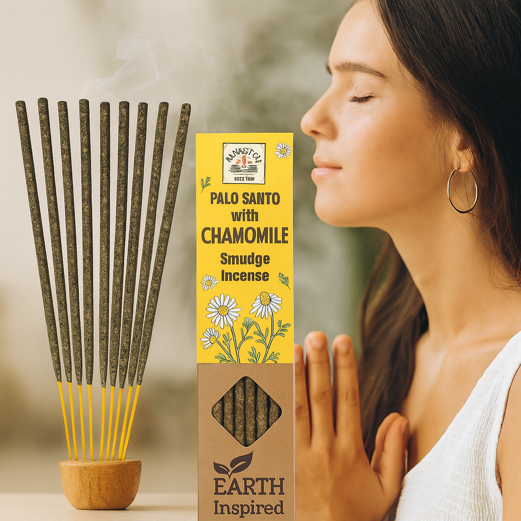 Betisoare parfumate Smudge Earth Inspired - Chamomile & Palo Santo Relaxare, echilibru, somn lin