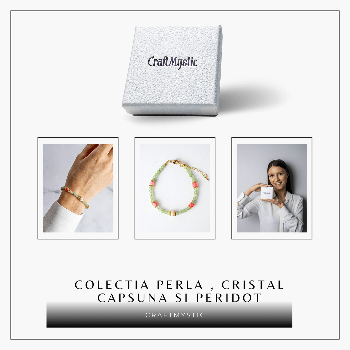 Prosperitate si Feminitate - Bratara cu Cristale de Peridot si Perla