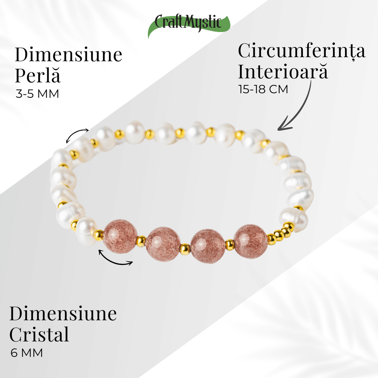 Echilibru Emotional si Puritate - Bratara cu Perle si Cristal capsuna