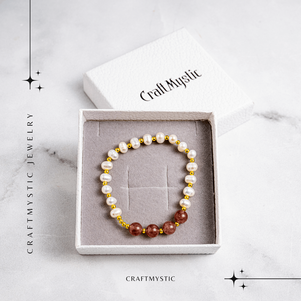 Echilibru Emotional si Puritate - Bratara cu Perle si Cristal capsuna