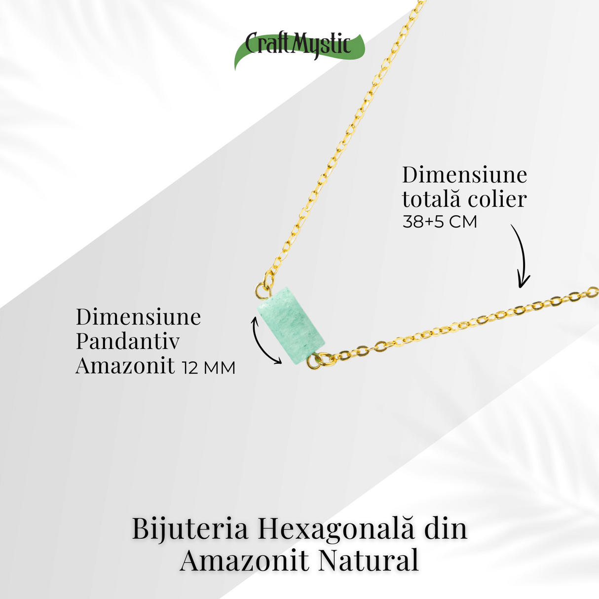 Calm si Echilibru - Colier cu Pandantiv Hexagonal din Amazonit Natural pe Lant de Cupru