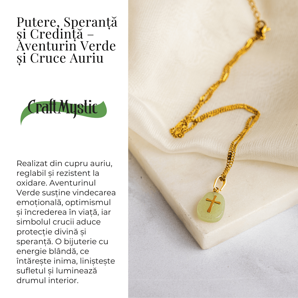 Putere, Speranta si Credinta - Aventurin Verde si Cruce Auriu