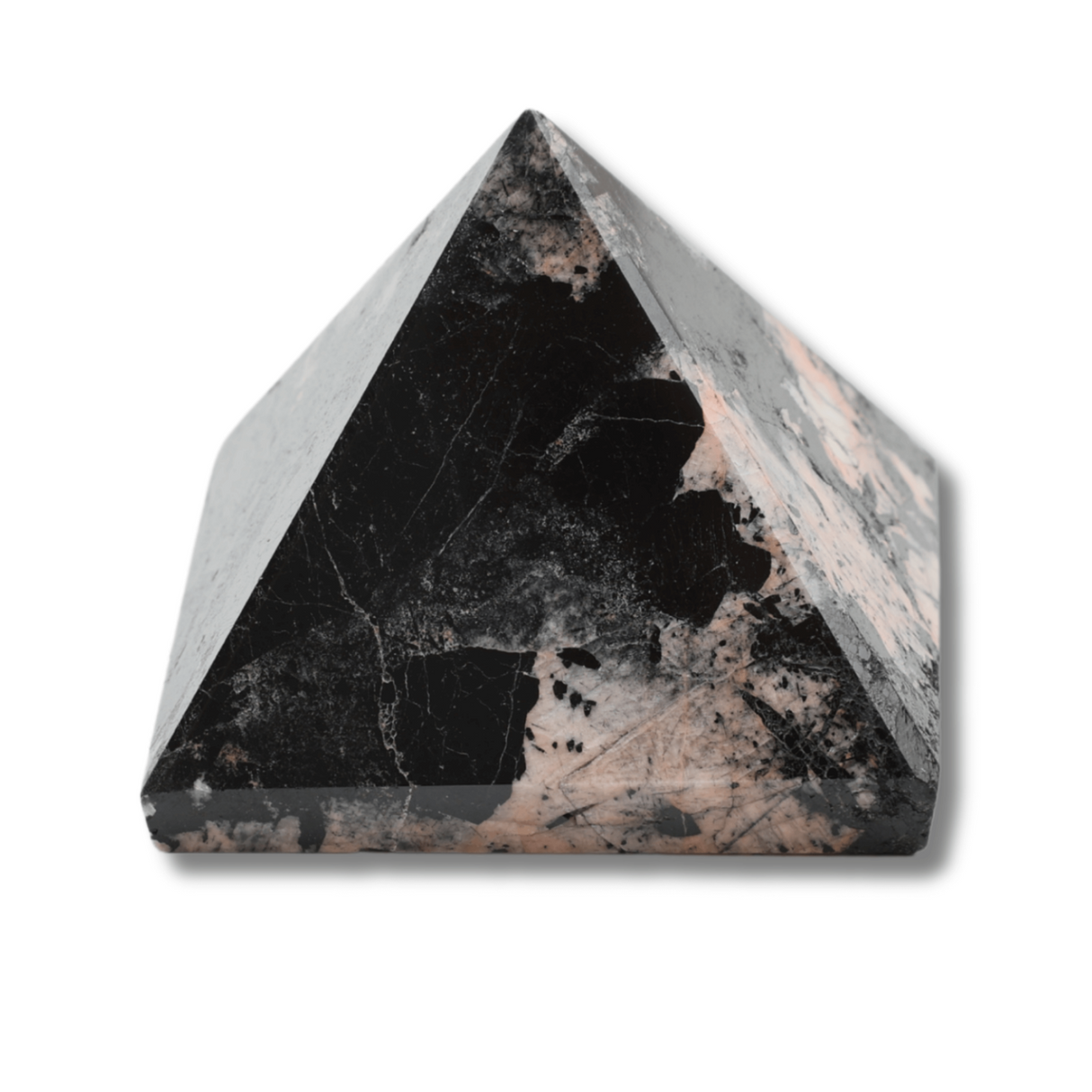 Piramida Sculptata Manual 60mm din Piatra de Turmalina Neagra cu Rutil Naturala