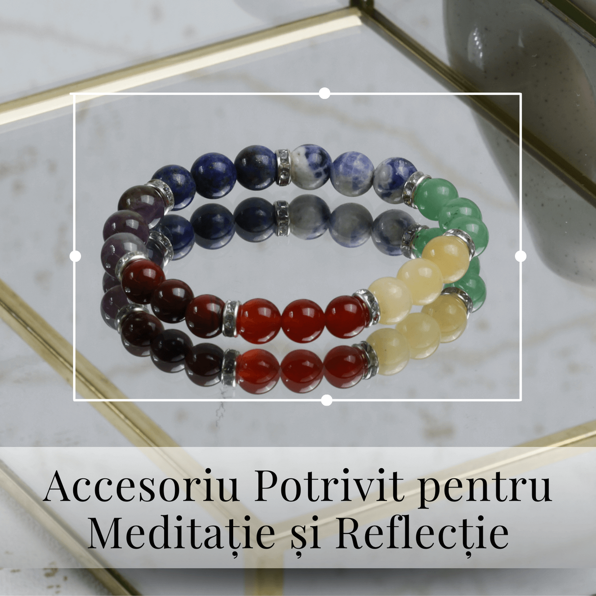 Bratara Elastica cu Margele de 8mm - Armonie si Echilibru pentru Cele 7 Chakre
