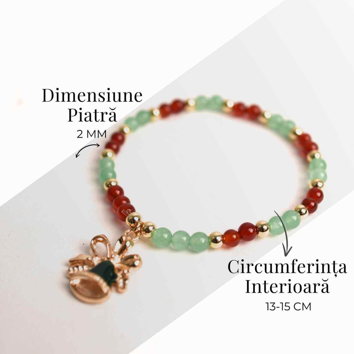 Bratara Agat Rosu si Aventurin Verde, Accesoriu Mixt - Echilibru si Noroc