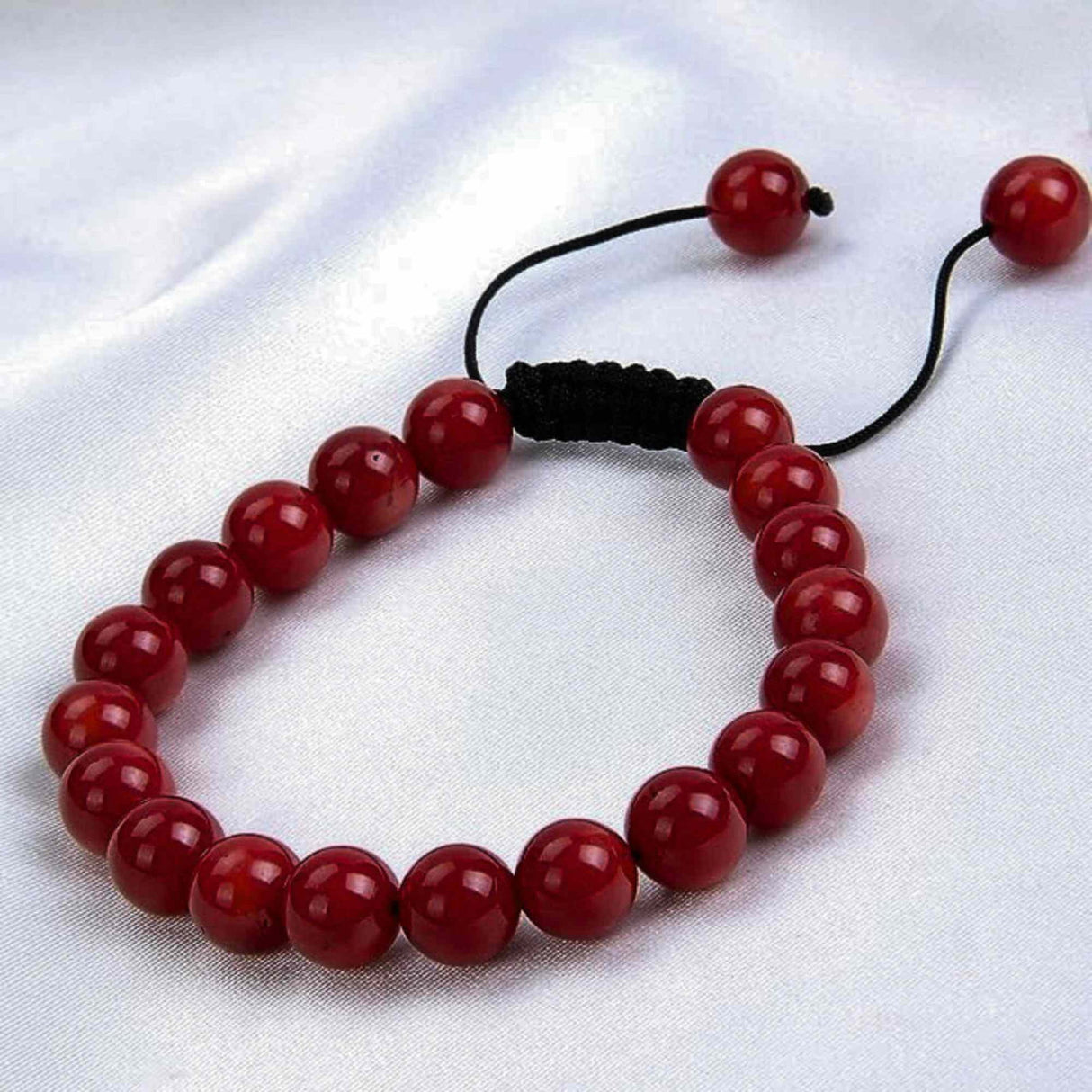 Bratara Ajustabila cu Margele de 8mm din Carneol Rosu Inchis, Circumferinta 19-24 cm - Accesoriu Energetic si Cadou Ideal