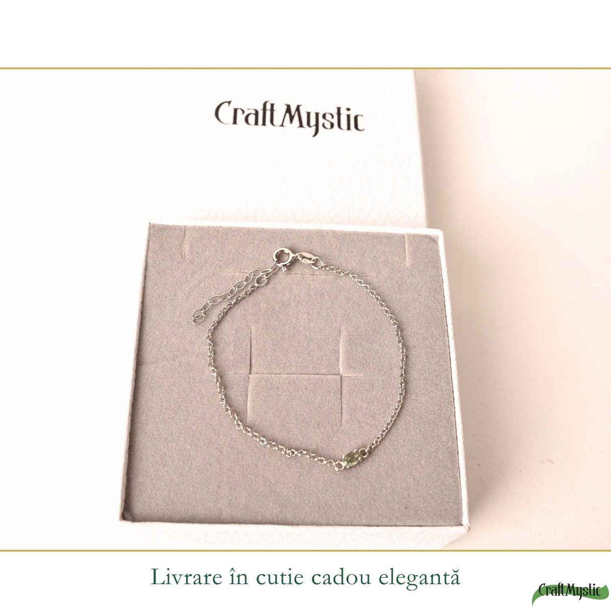 Bratara Argint 925 cu Moldavit Oval Natural – Intuitie si Evolutie Personala