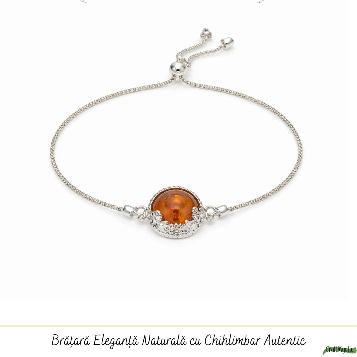 Bratara Argint 925 Rotunda cu Chihlimbar Natural - Energie Solara si Feminitate