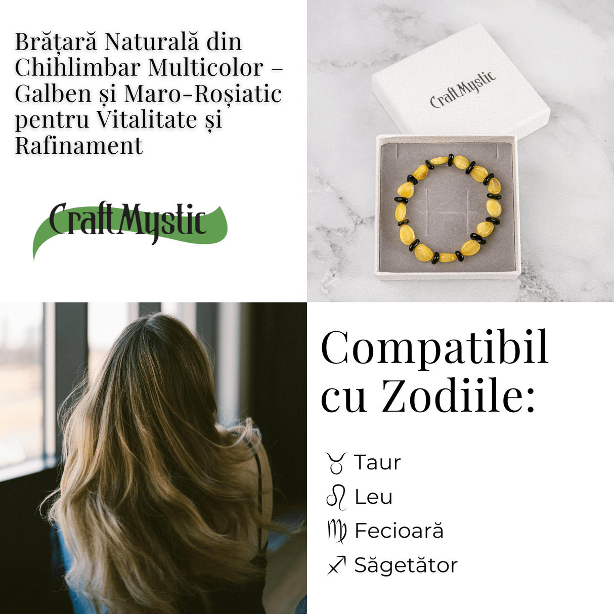 Bratara Chihlimbar Galben si Maro-Rosiatic - Stralucire Naturala si Protectie Solara