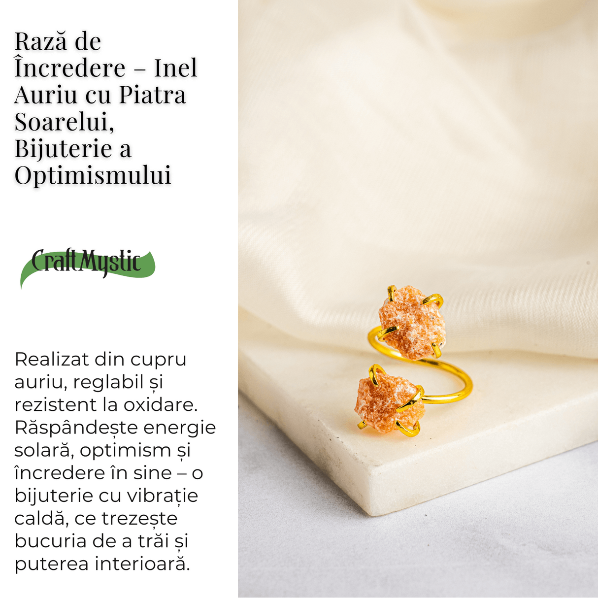 Raza de incredere - Inel Auriu cu Piatra Soarelui, Bijuterie a Optimismului