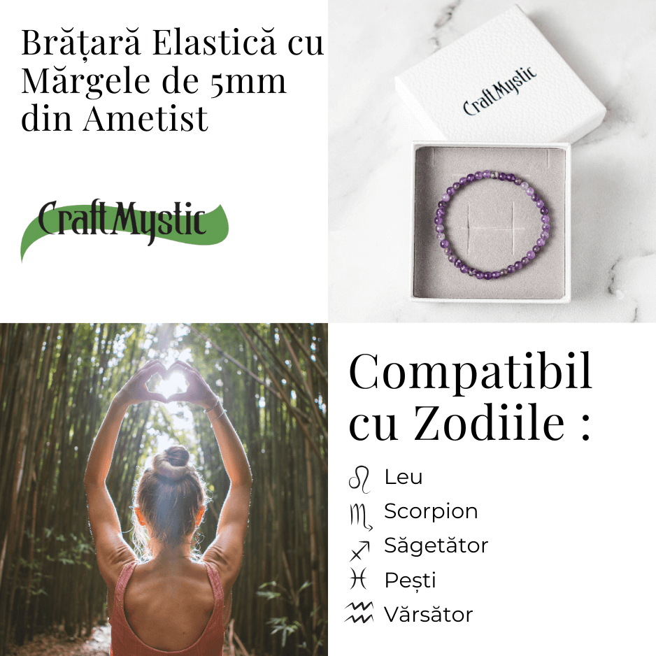 Bratara Elastica din Ametist 5mm - Claritate Mentala si Echilibru Emoțional
