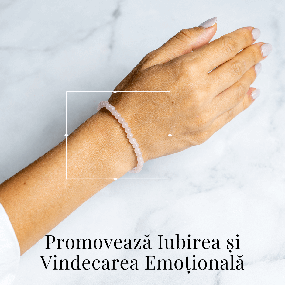 Bratara Elastica cu Margele de Cuart Roz 5mm - Iubire si Vindecare Emotionala