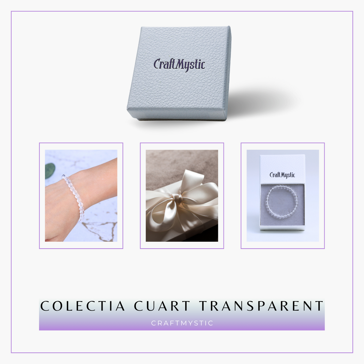 Bratara Elastica cu Margele Naturale de 4mm din Cuart transparent pentru Claritate Mentala si Focus