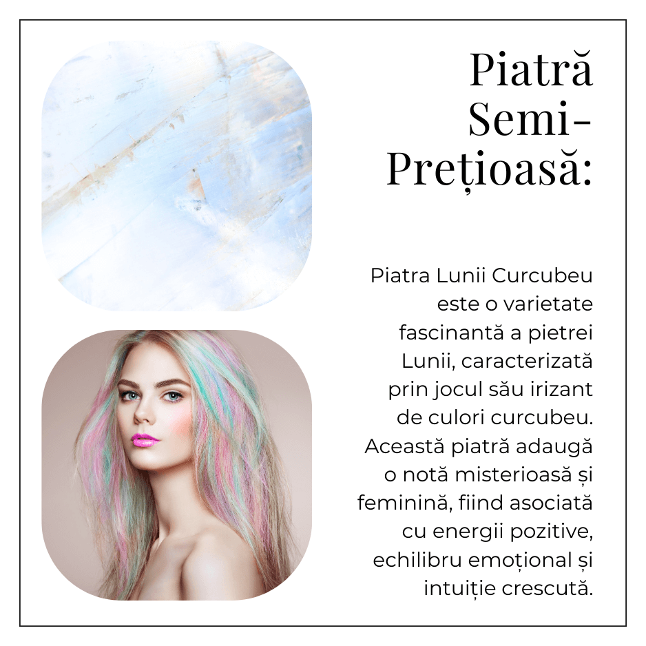 Bratara elastica cu margele 5mm naturale Piatra a Lunii Curcubeu - Echilibru si Intuitie