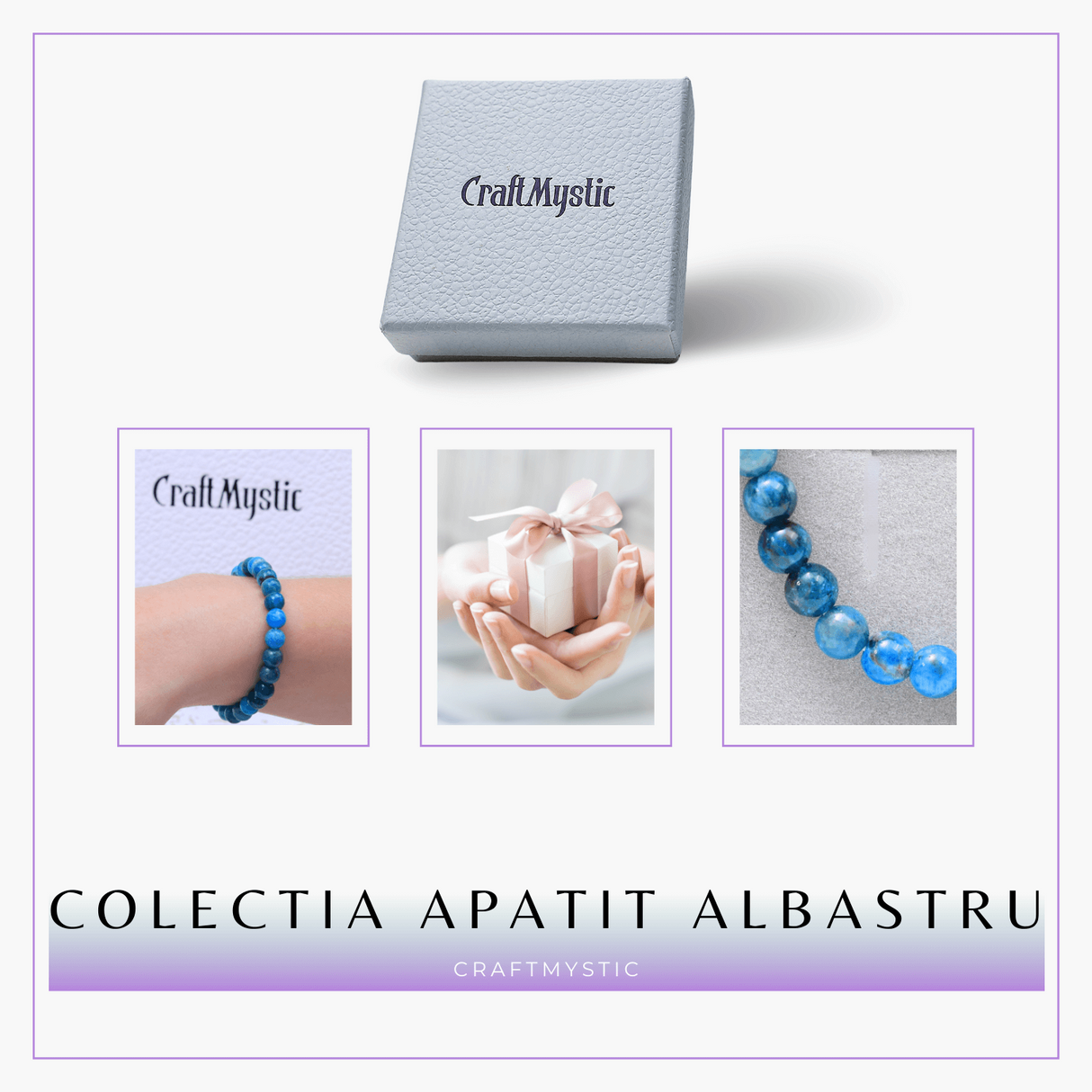 Bratara Elastica cu Margele Naturale de 6mm din Apatit Albastru