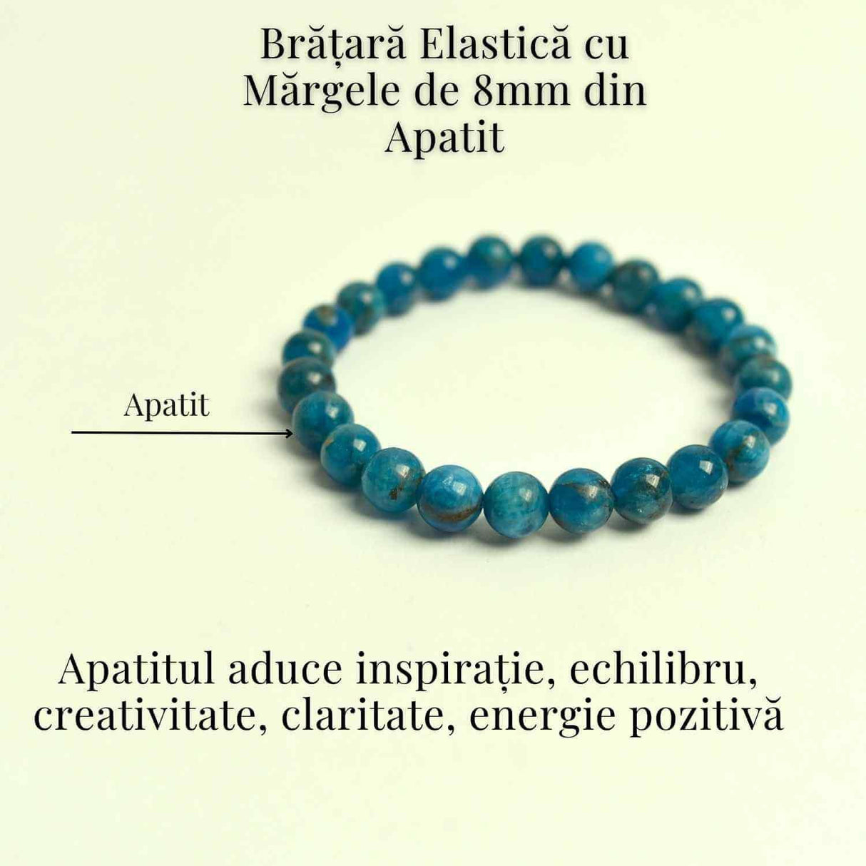 Bratara elastica 8mm din Apatit Albastru - Creativitate si claritate mentala
