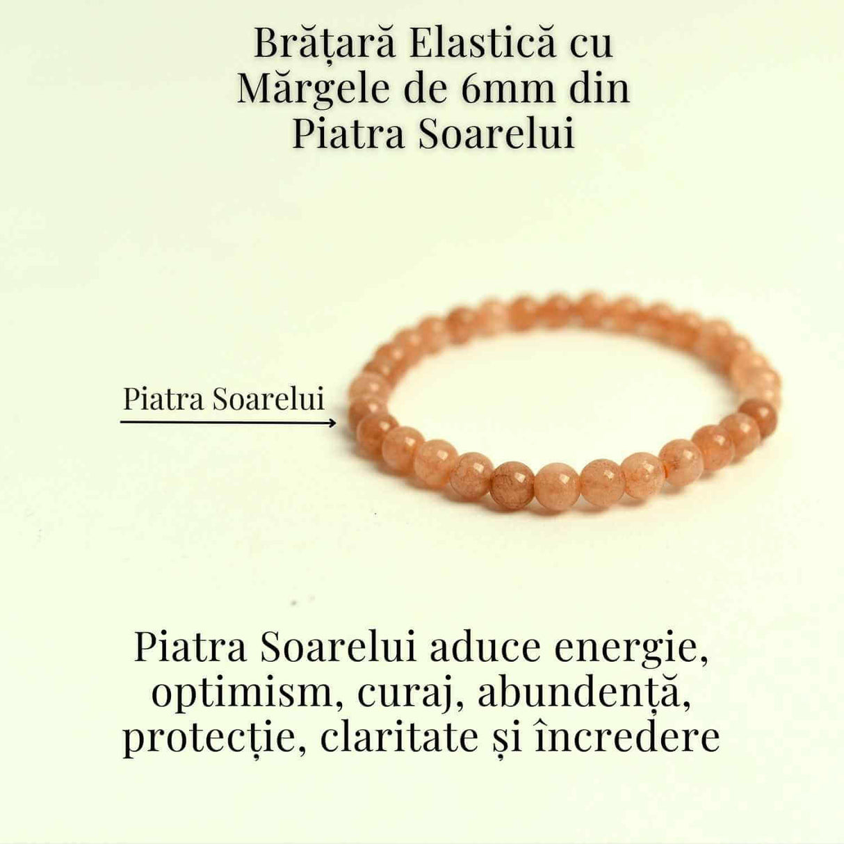 Bratara elastica cu piatra soarelui 6mm - Energie si optimism