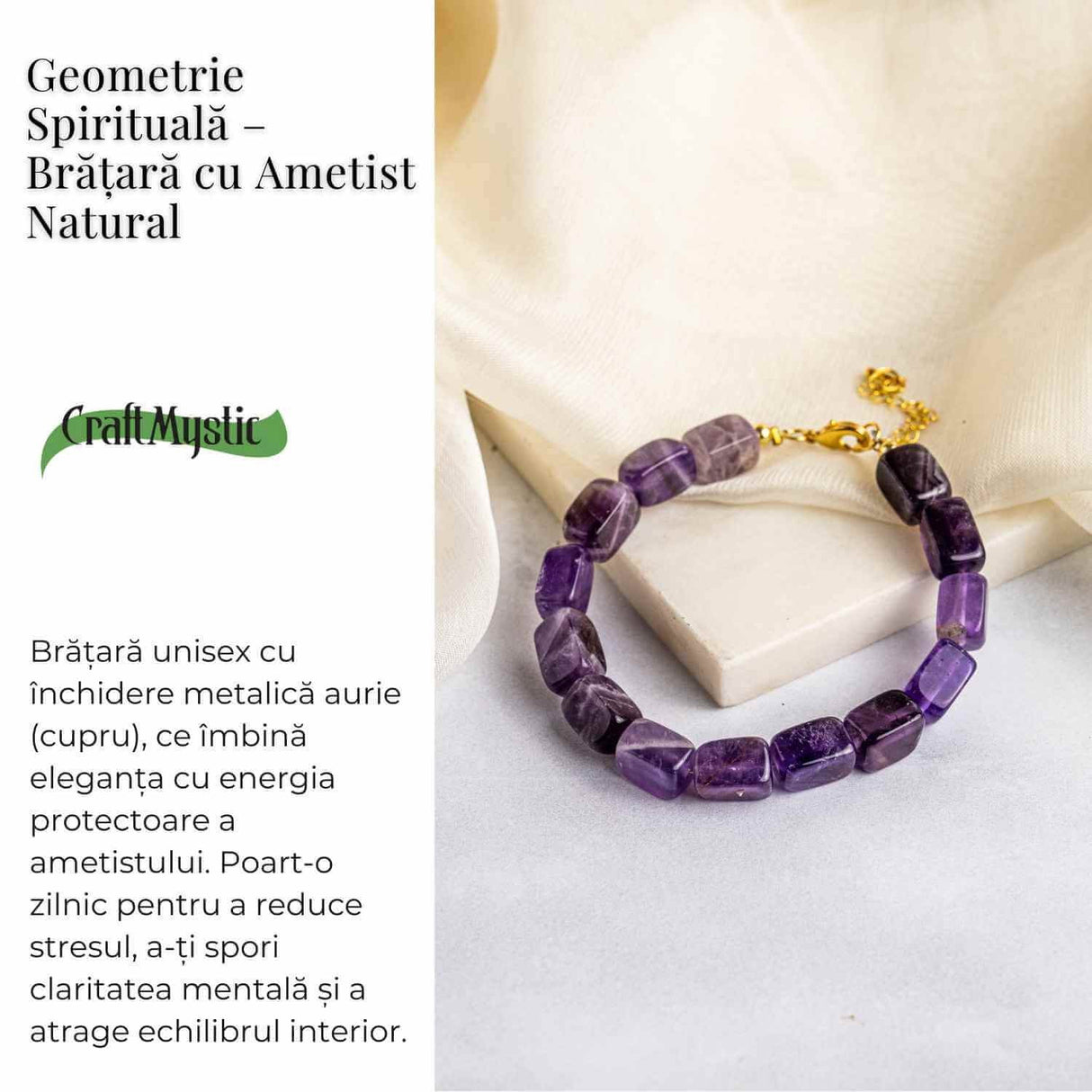 Geometrie Spirituala - Bratara cu Ametist Natural