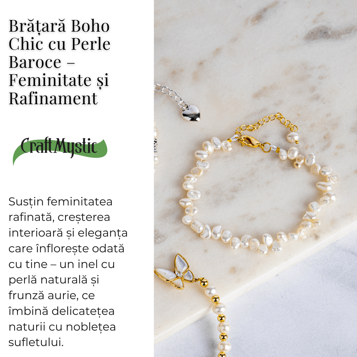 Bratara boho chic cu perle baroce - Feminitate si rafinament
