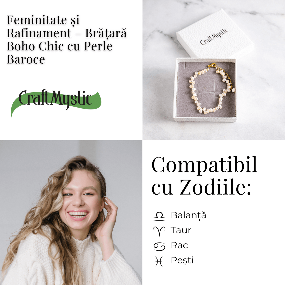 Bratara boho chic cu perle baroce - Feminitate si rafinament