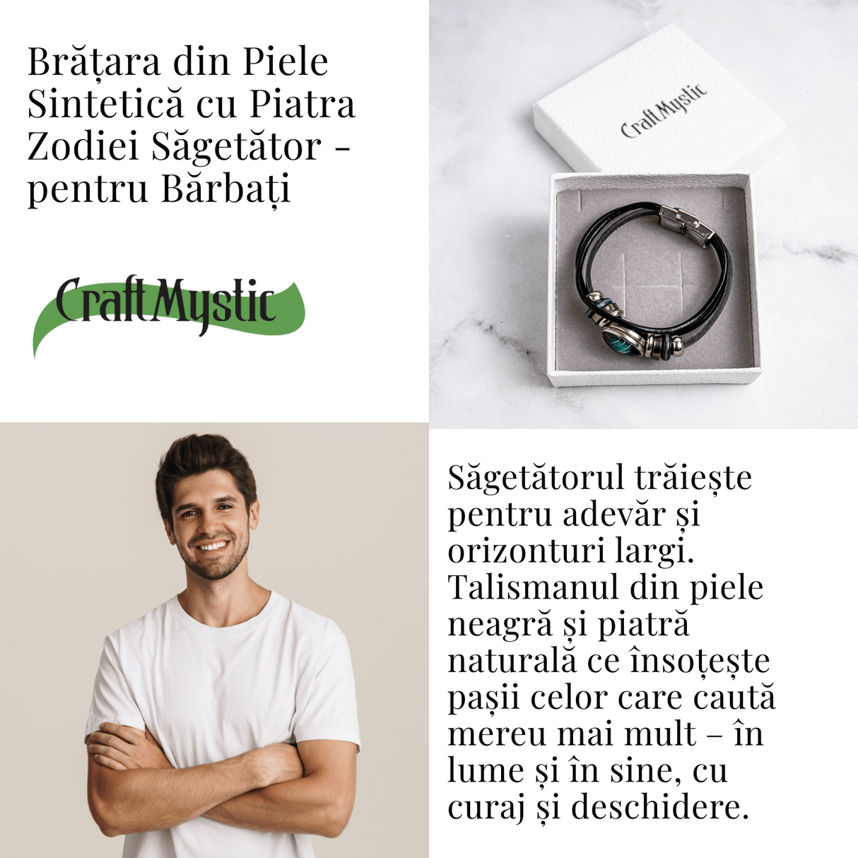 Bratara Fixa zodia Berbec din Piele Sintetica cu Cabochon Rotund - Semn Zodiacal Personalizat pentru Stil si Conexiune Astrologica