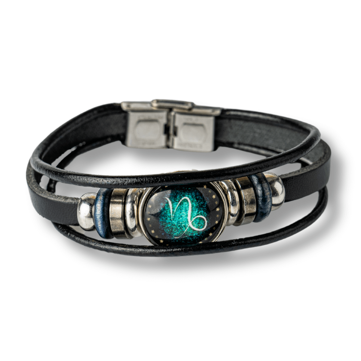 Bratara Fixa zodia Berbec din Piele Sintetica cu Cabochon Rotund - Semn Zodiacal Personalizat pentru Stil si Conexiune Astrologica