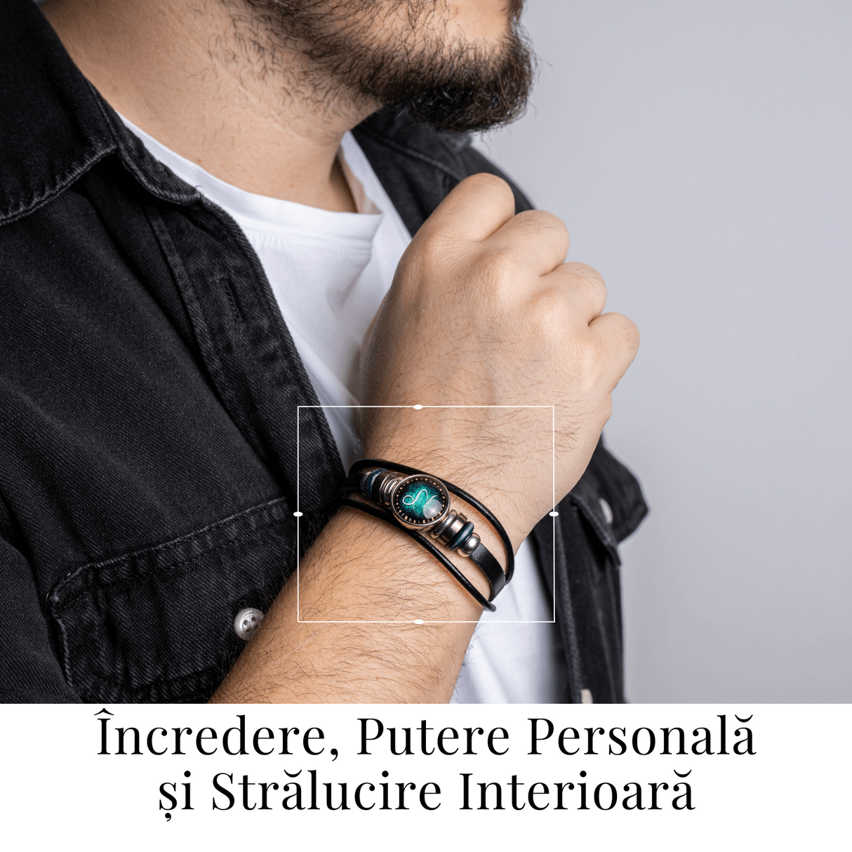Bratara Fixa zodia Berbec din Piele Sintetica cu Cabochon Rotund - Semn Zodiacal Personalizat pentru Stil si Conexiune Astrologica