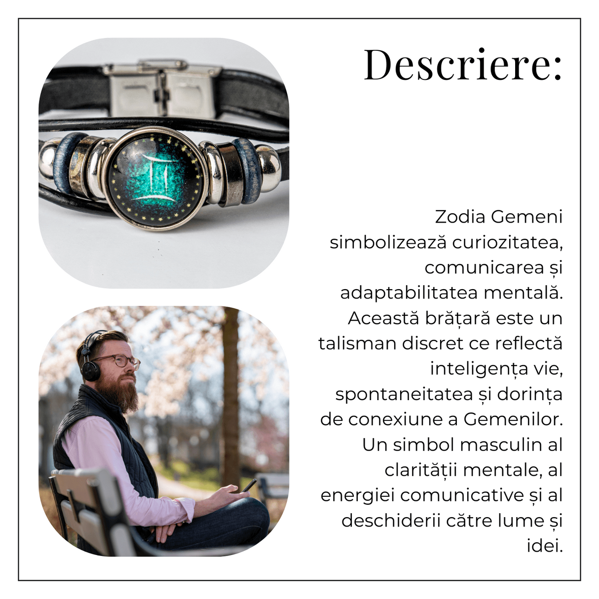 Bratara Fixa zodia Berbec din Piele Sintetica cu Cabochon Rotund - Semn Zodiacal Personalizat pentru Stil si Conexiune Astrologica