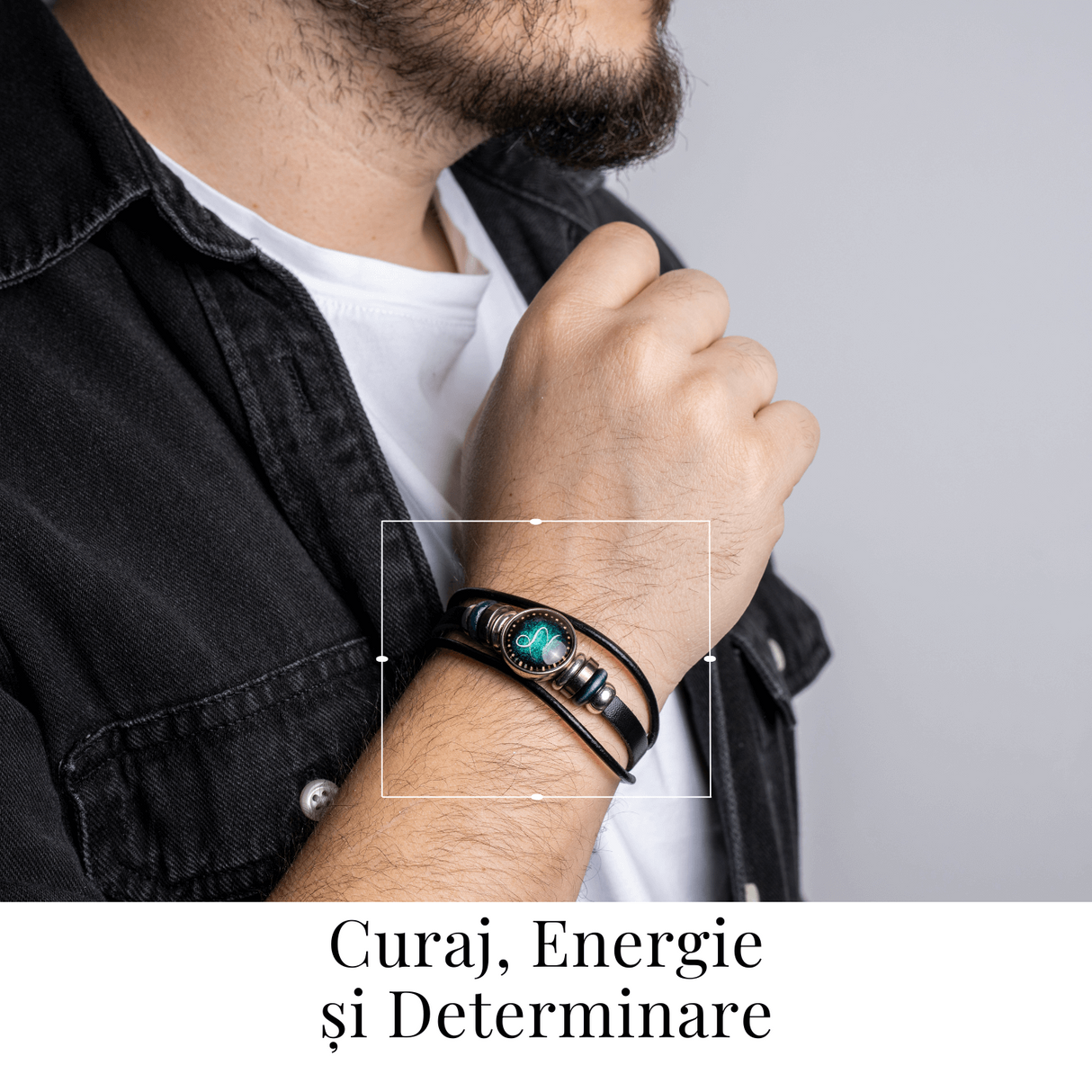 Bratara Fixa zodia Berbec din Piele Sintetica cu Cabochon Rotund - Semn Zodiacal Personalizat pentru Stil si Conexiune Astrologica