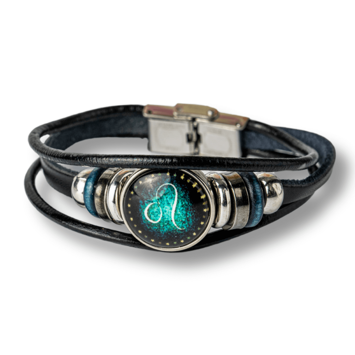 Bratara Fixa zodia Berbec din Piele Sintetica cu Cabochon Rotund - Semn Zodiacal Personalizat pentru Stil si Conexiune Astrologica