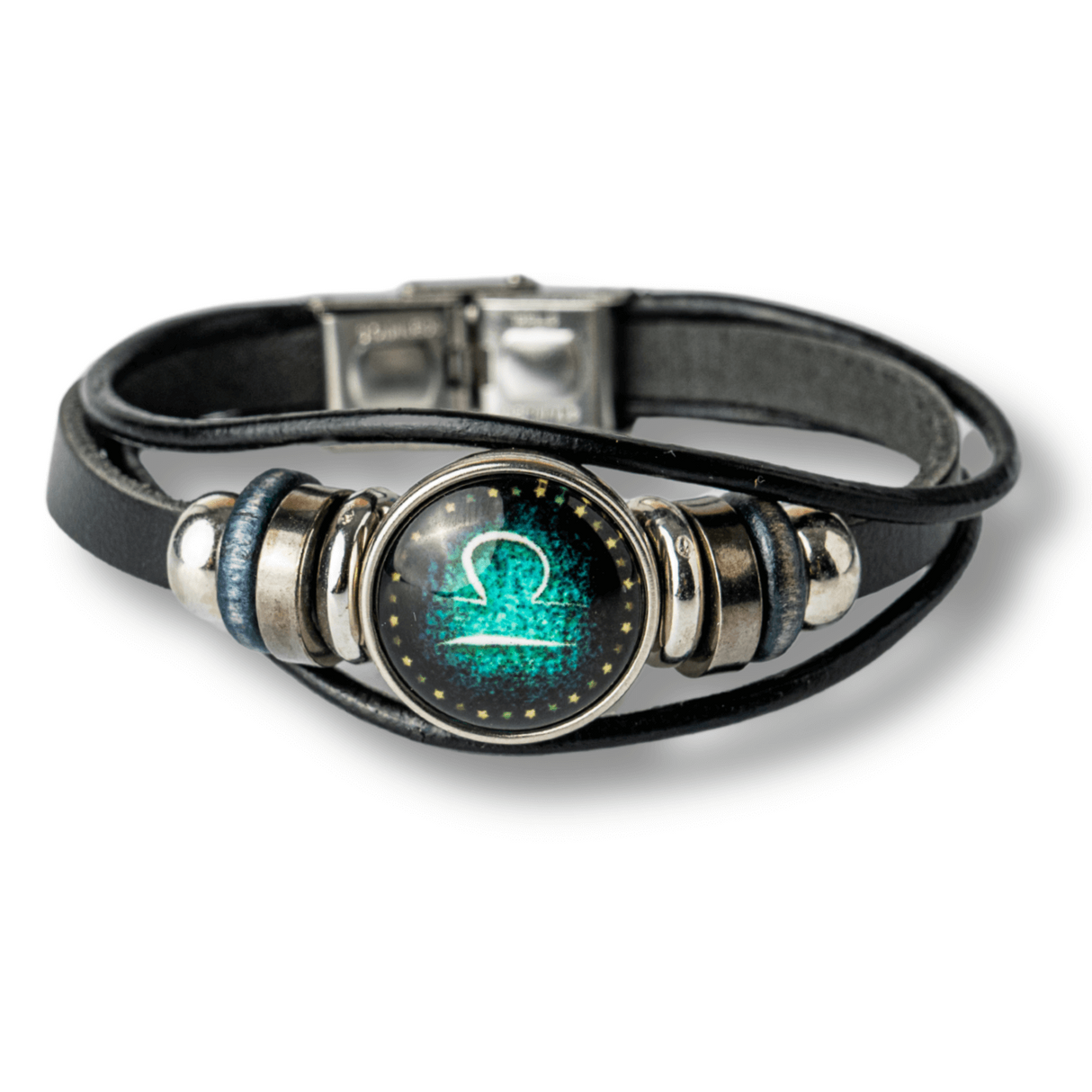 Bratara Fixa zodia Berbec din Piele Sintetica cu Cabochon Rotund - Semn Zodiacal Personalizat pentru Stil si Conexiune Astrologica