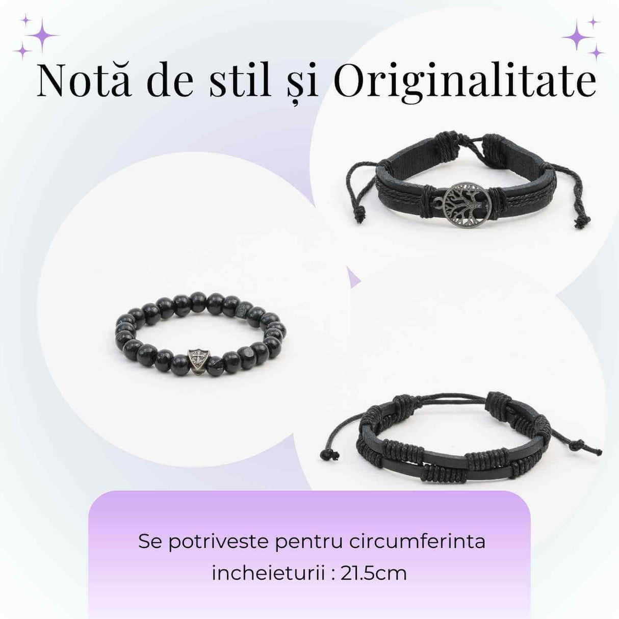 Set 3 Brățări Inedite cu Arborele Vieții si piele sintetica - Stil și Protecție pentru Orice Ocazie
