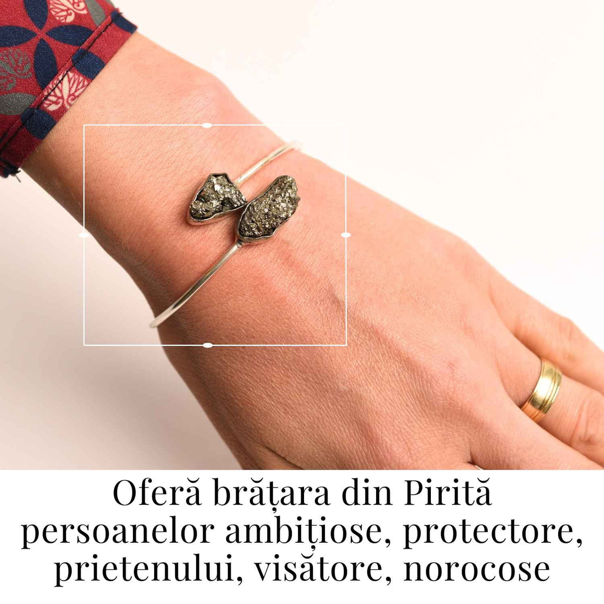 Bratara Pirita cu metal argintiu - Noroc si protectie zilnica
