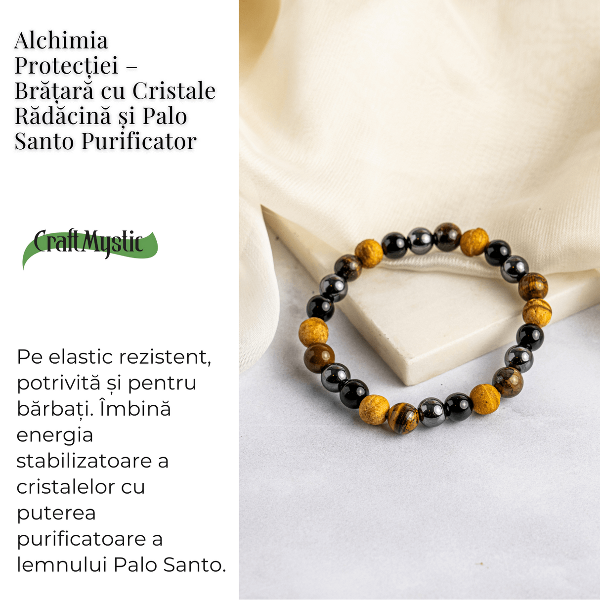Alchimia Protectiei - Bratara cu Cristale Radacina si Palo Santo Purificator