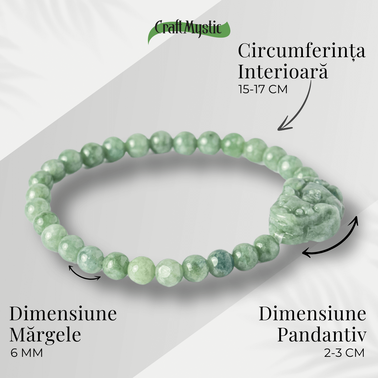 Bratara din Jadit Rusesc Natural cu Pixiu - Protectie si Abundenta