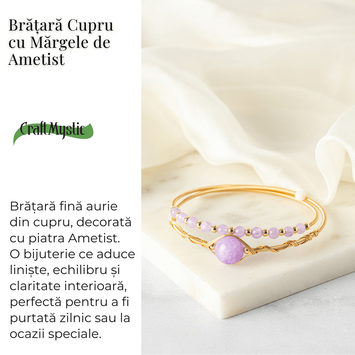 Echilibru si Liniste - Bratara din Ametist Natural