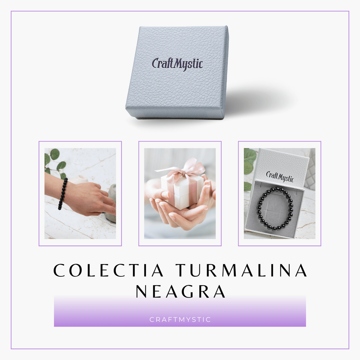 Bratara Elastica cu Margele de Turmalina Neagra de 8mm - Protectie si Echilibru