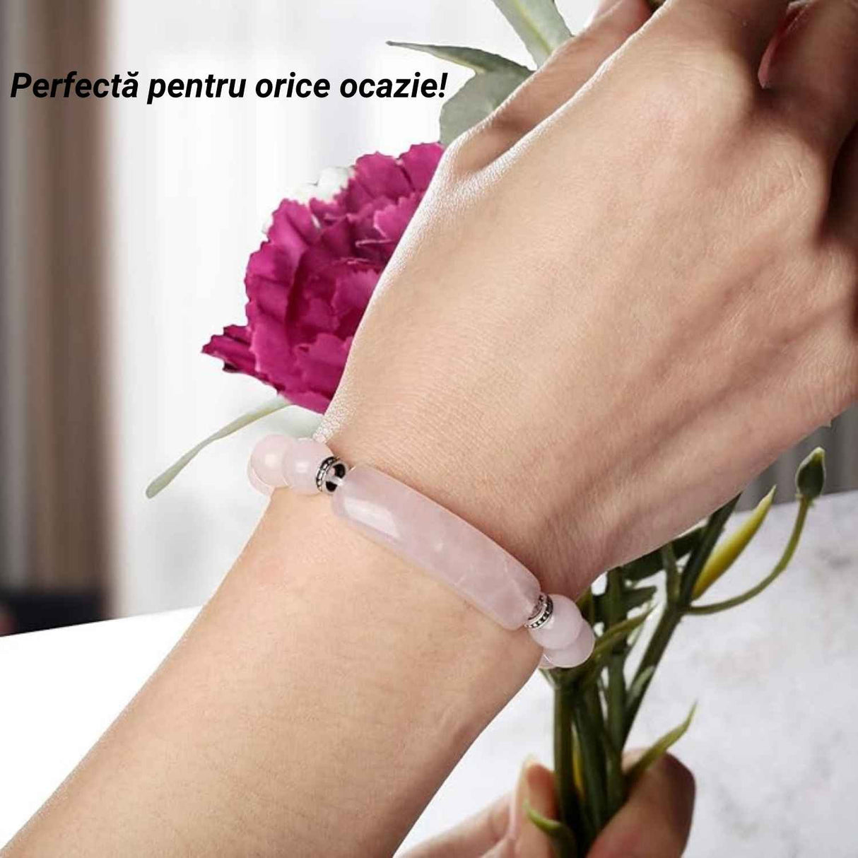 Bratara Zen Cuart Roz 8mm - Iubire si Vindecare Emotionala