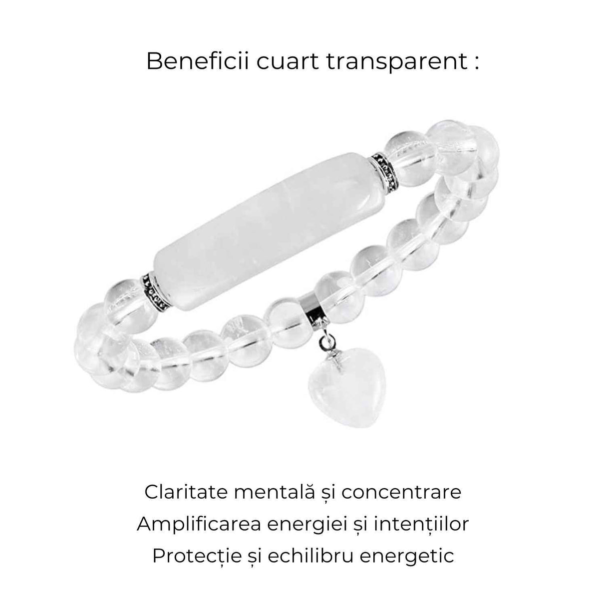 Bratara Zen Cuart Transparent 8mm - Claritate si Energii Pozitive
